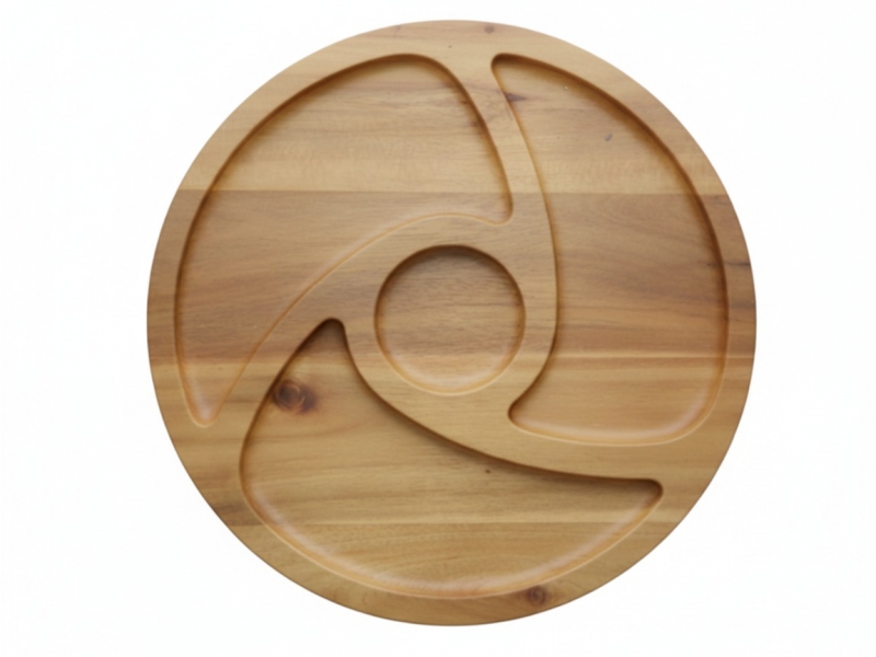 Round divided acacia platter